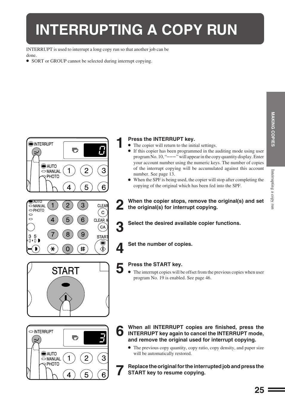 Interrupting a copy run | Sharp AR-164 User Manual | Page 27 / 80
