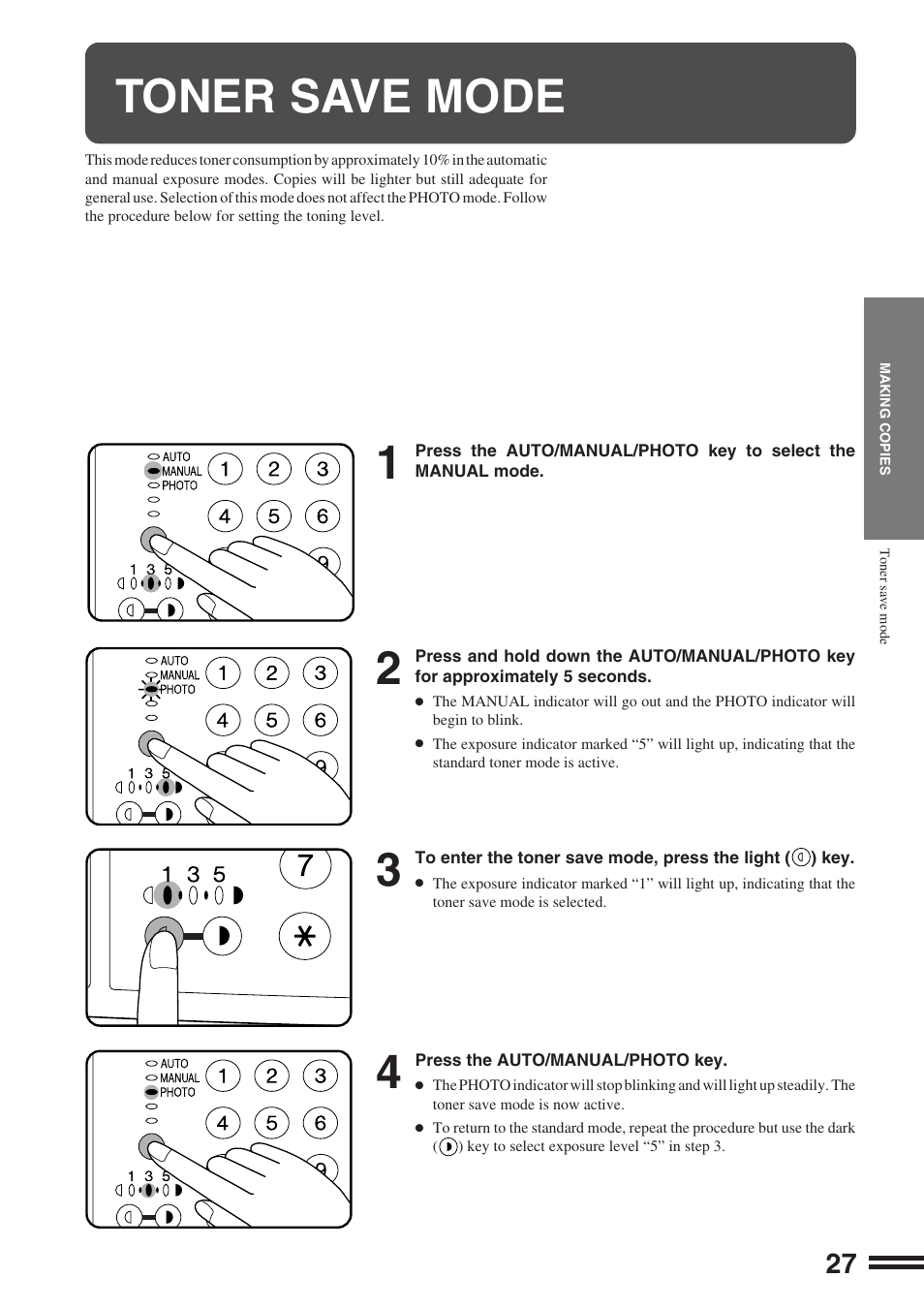 Toner save mode | Sharp AR-164 User Manual | Page 29 / 80