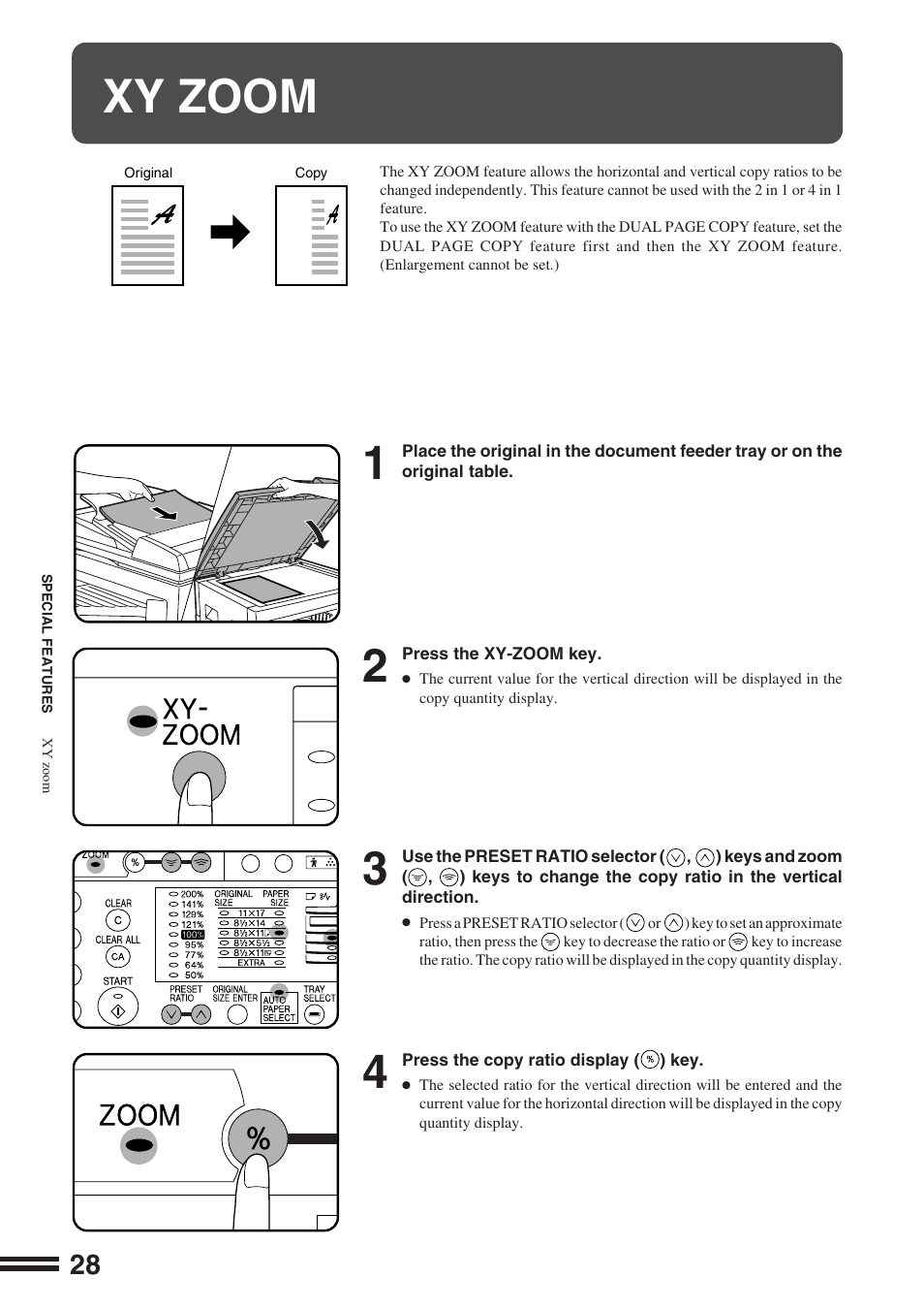 Xy zoom | Sharp AR-164 User Manual | Page 30 / 80