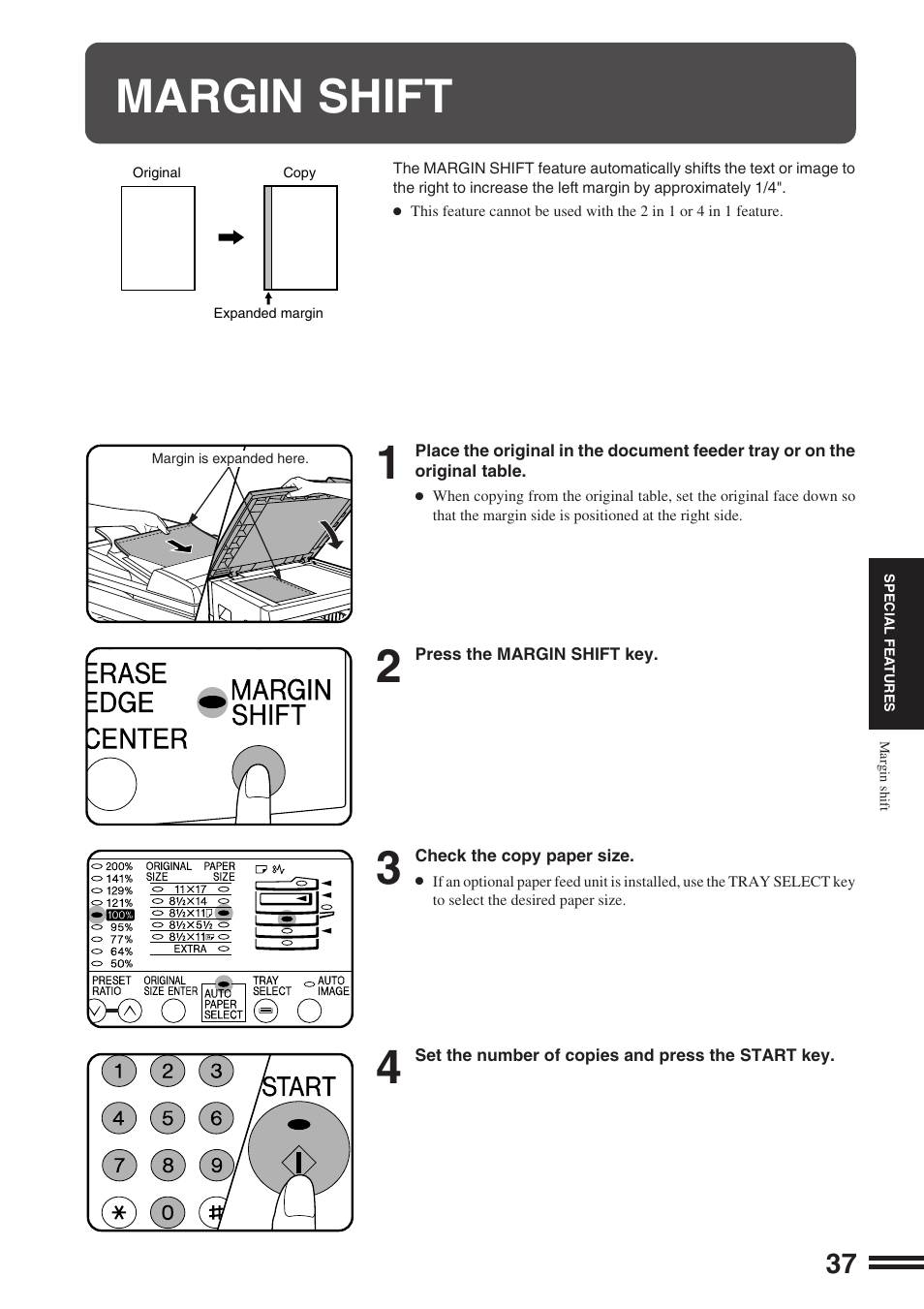 Margin shift, Interrupting a | Sharp AR-164 User Manual | Page 39 / 80