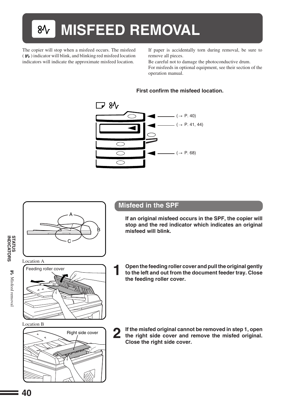Misfeed removal | Sharp AR-164 User Manual | Page 42 / 80