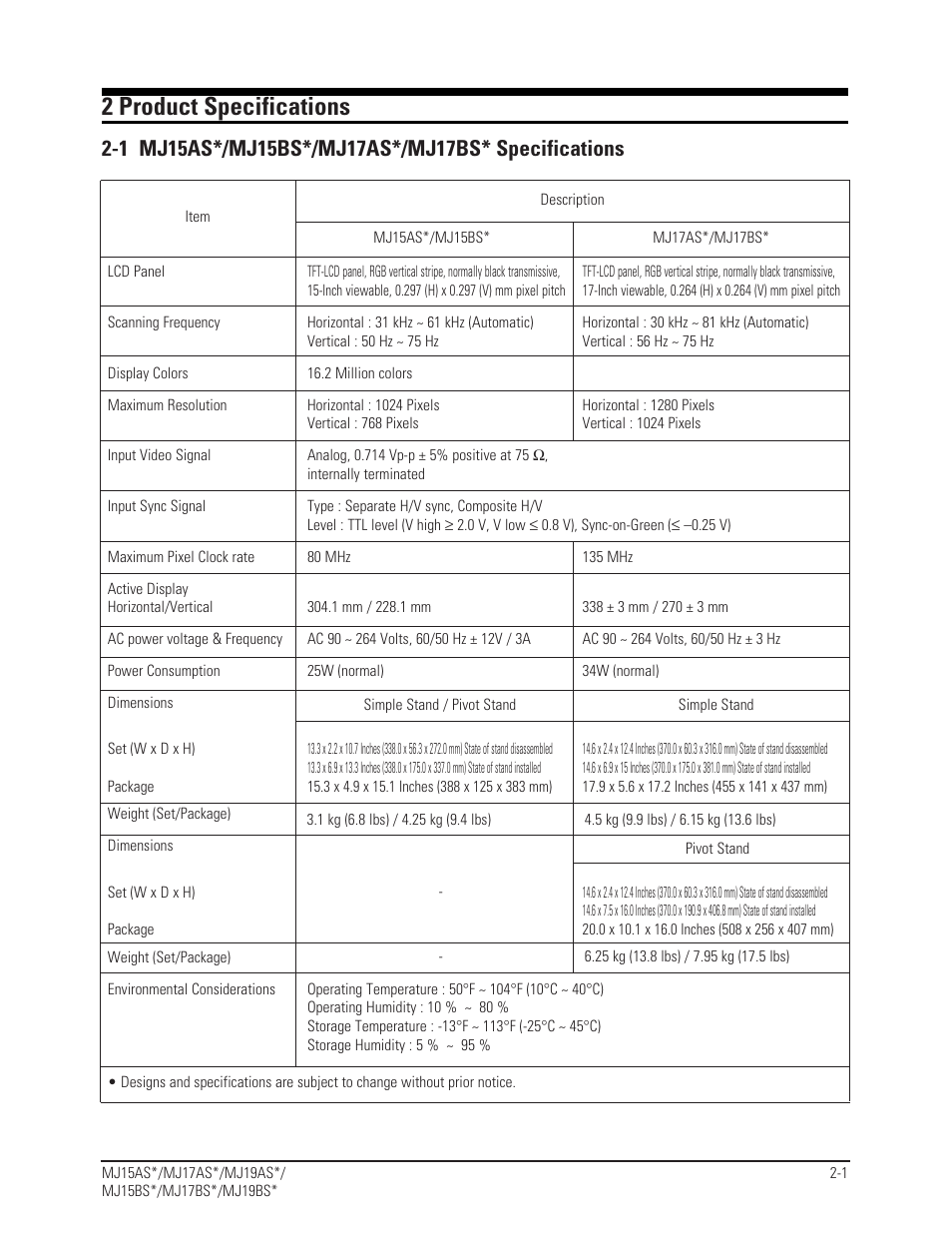 2 product specifications | Sharp 910N User Manual | Page 5 / 48