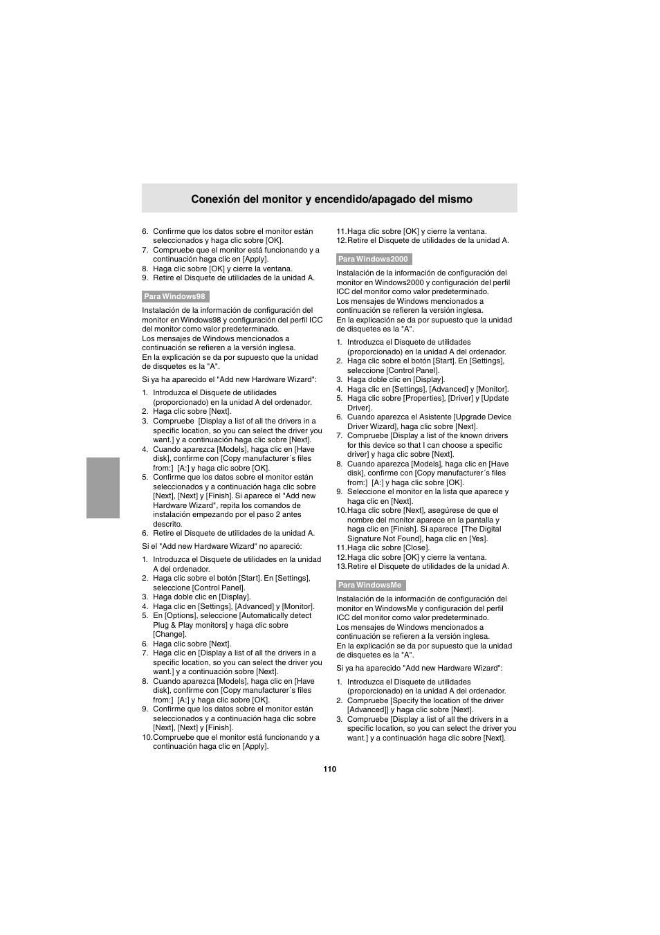 Conexión del monitor y encendido/apagado del mismo | Sharp LL-E15G1 User Manual | Page 110 / 148