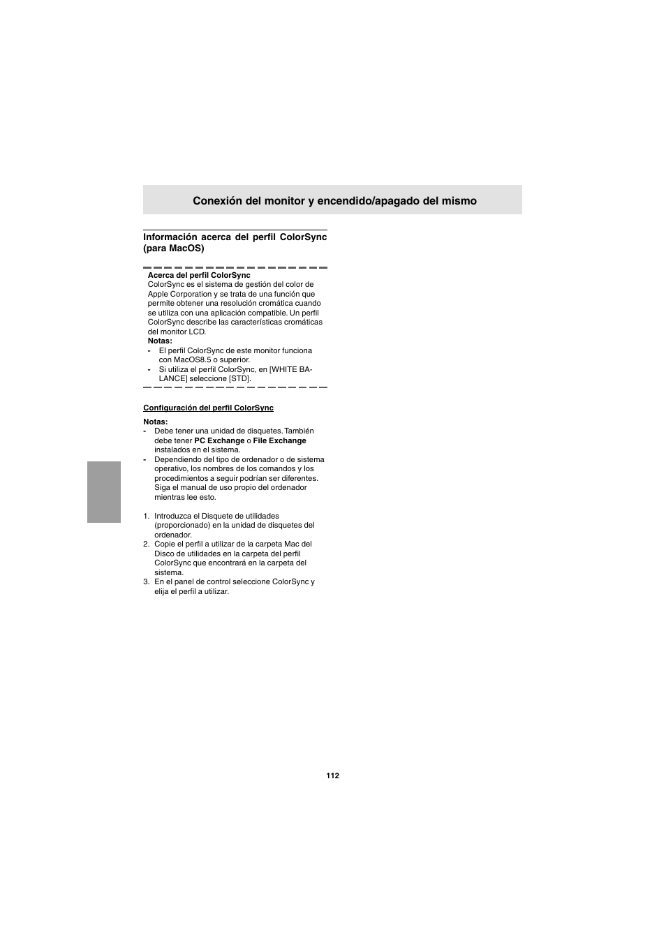 Conexión del monitor y encendido/apagado del mismo | Sharp LL-E15G1 User Manual | Page 112 / 148