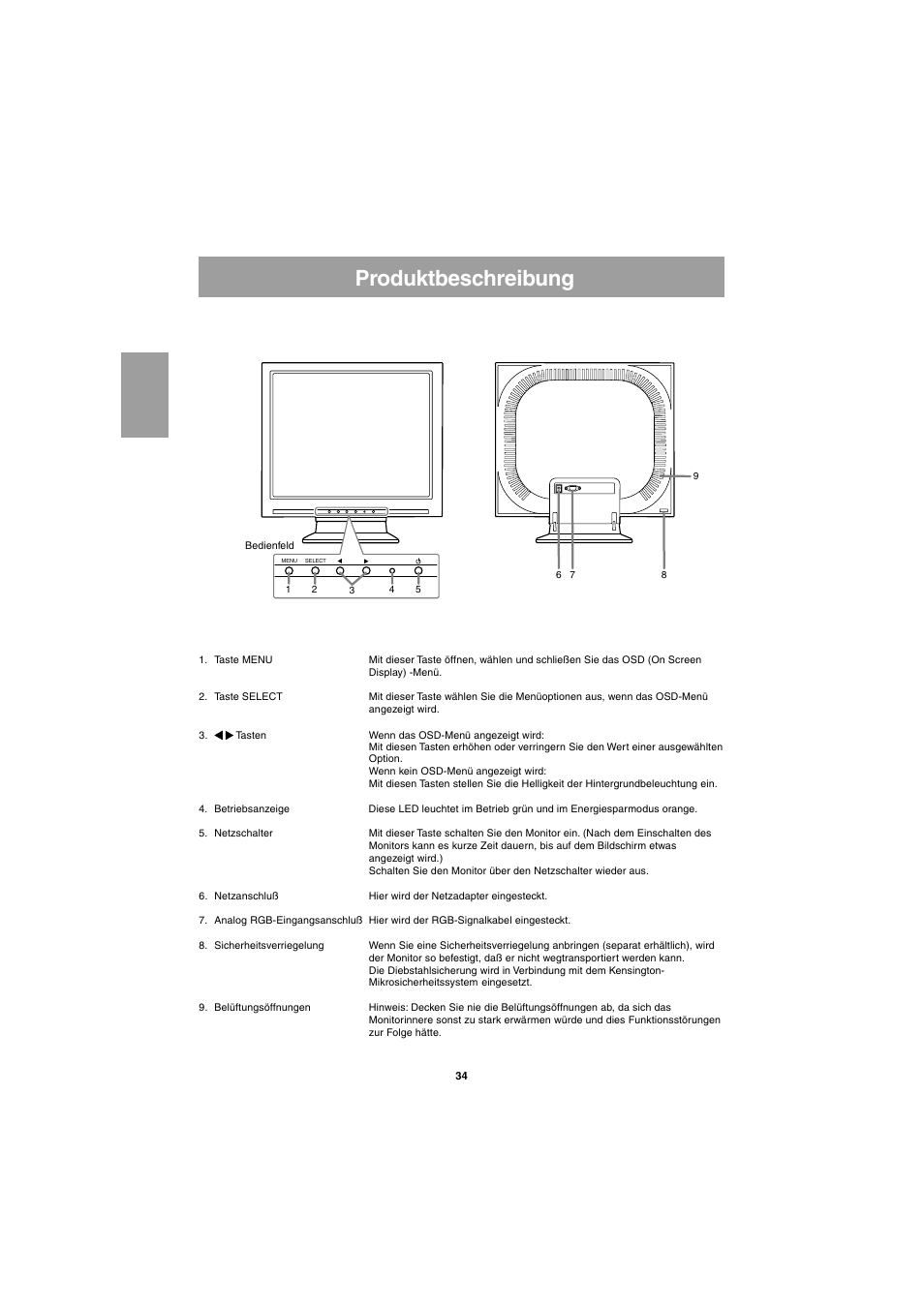 Produktbeschreibung | Sharp LL-E15G1 User Manual | Page 34 / 148