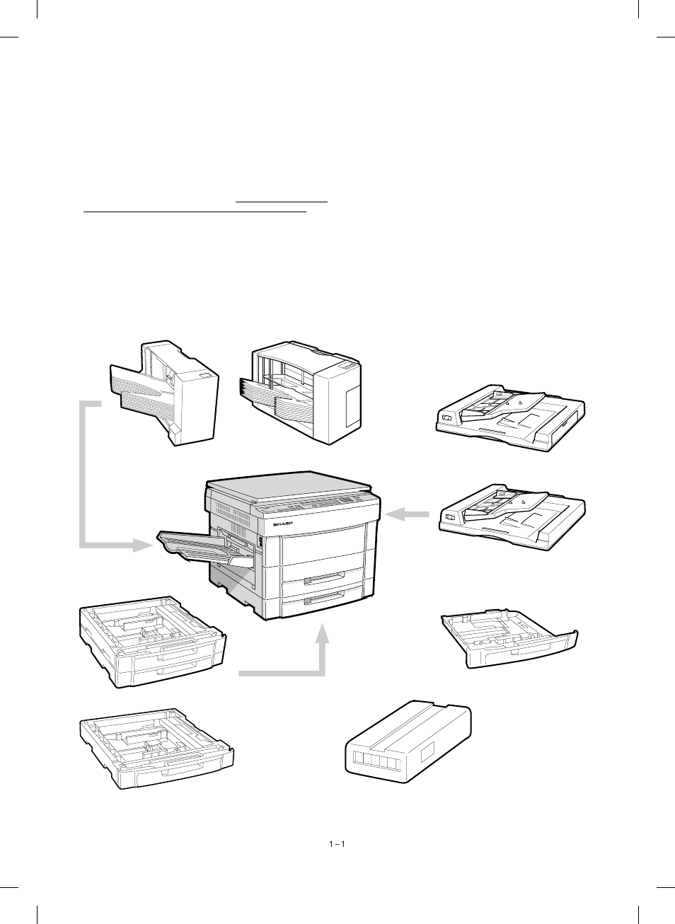 1] product outline, Product features, System configuration (options) | Sharp SF-1120 User Manual | Page 5 / 140