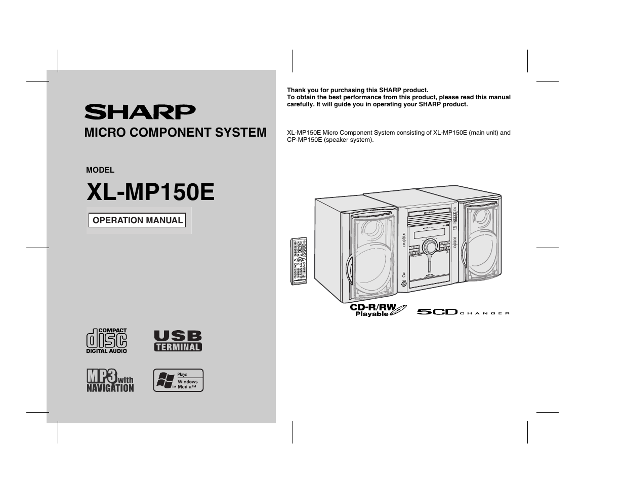 Sharp XL-MP150E User Manual | 48 pages