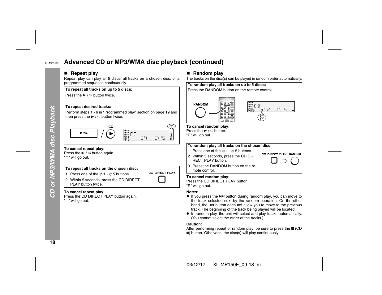 Sharp XL-MP150E User Manual | Page 18 / 48