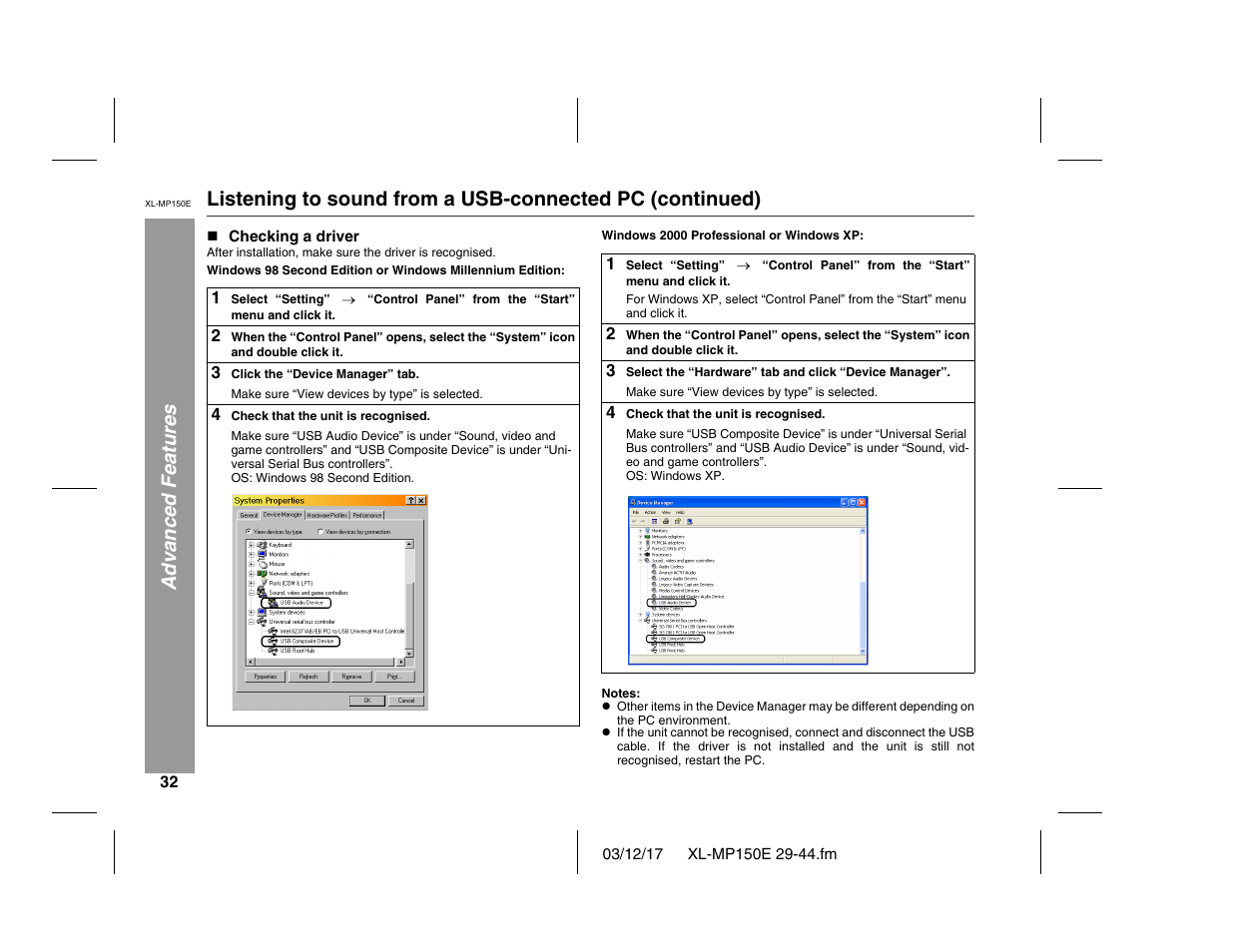 Sharp XL-MP150E User Manual | Page 32 / 48