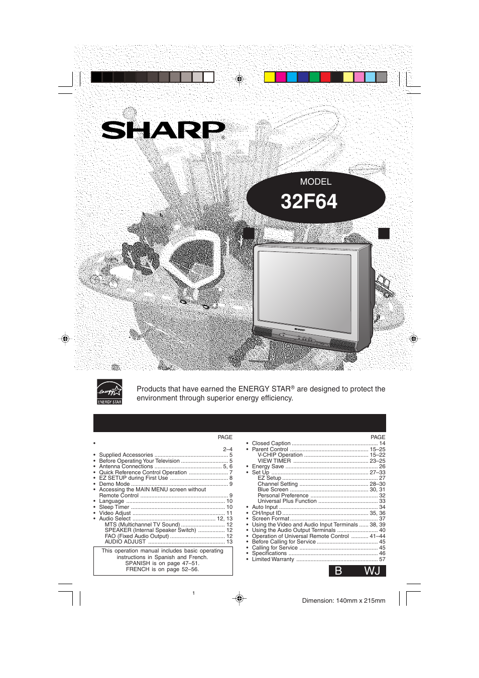 Sharp 32F641 User Manual | 57 pages