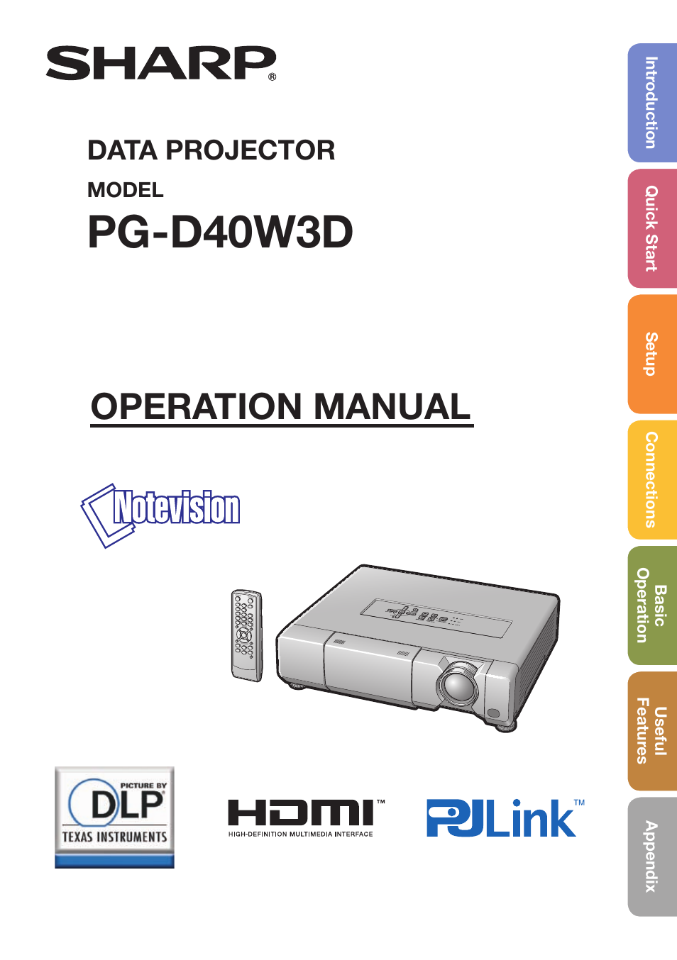 Sharp PG-D40W3D User Manual | 69 pages