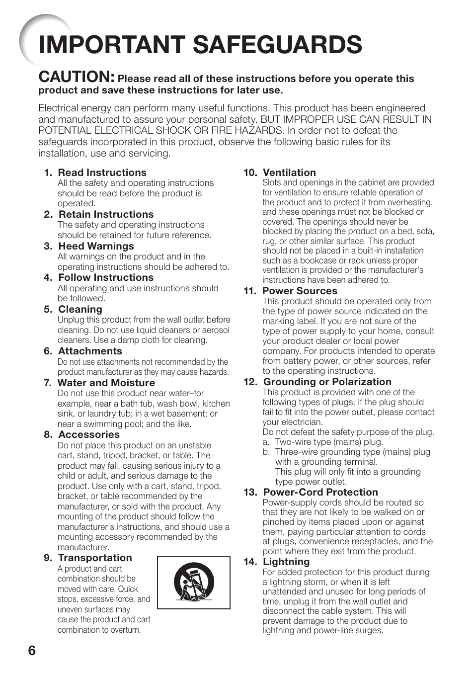 Important safeguards, Caution | Sharp PG-D40W3D User Manual | Page 10 / 69