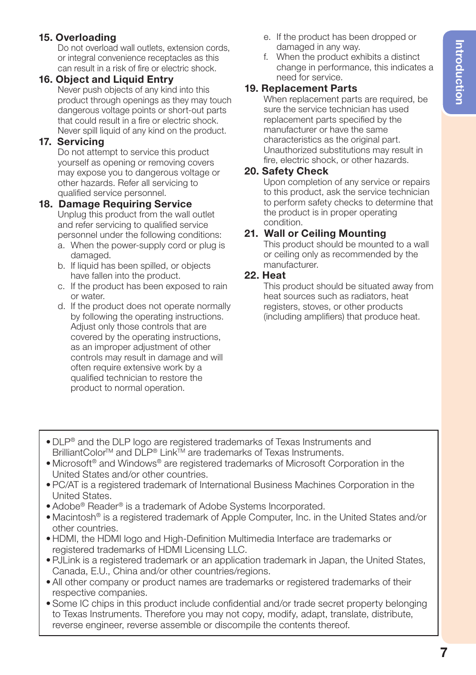 Intr oduction | Sharp PG-D40W3D User Manual | Page 11 / 69