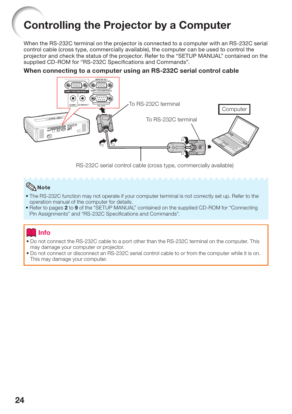 Controlling the projector by a computer, Controlling the projector by, A computer | Sharp PG-D40W3D User Manual | Page 28 / 69
