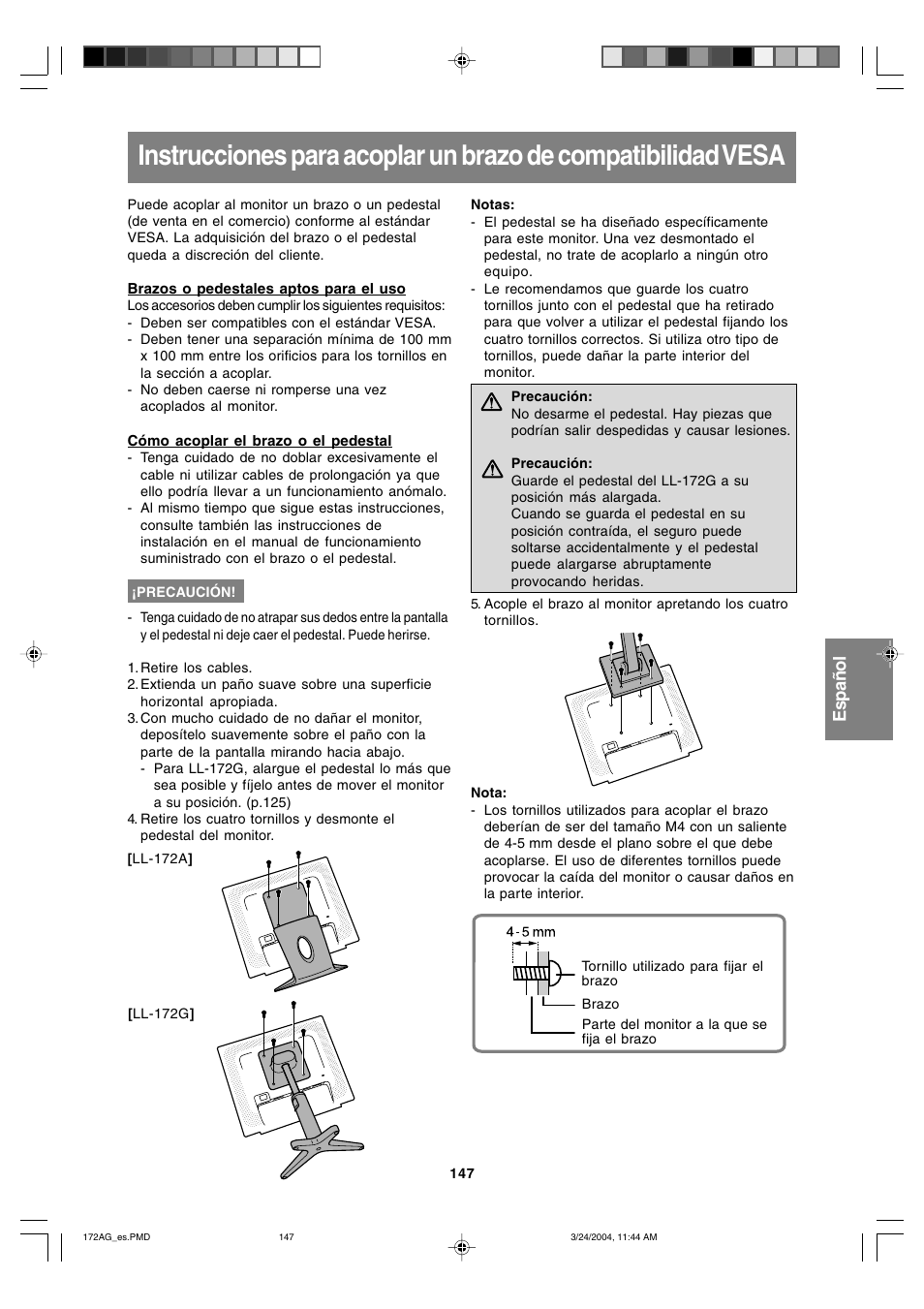 English deutsch français italiano español english | Sharp LL-172G User Manual | Page 147 / 152