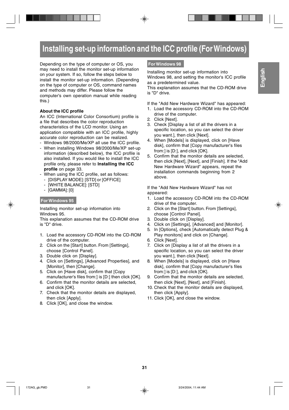 English deutsch français italiano español english | Sharp LL-172G User Manual | Page 31 / 152