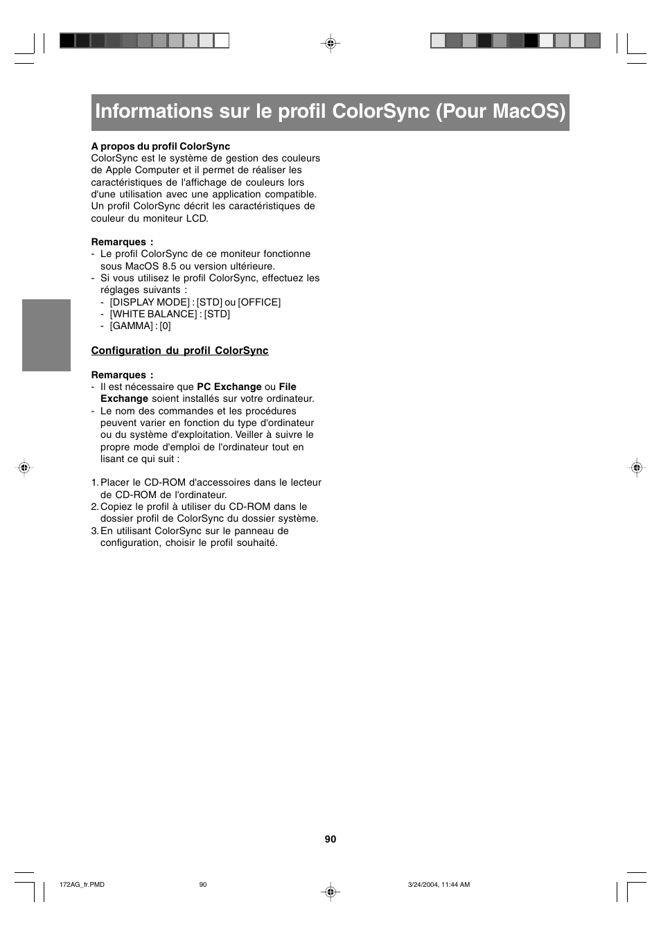 Informations sur le profil colorsync (pour macos) | Sharp LL-172G User Manual | Page 90 / 152