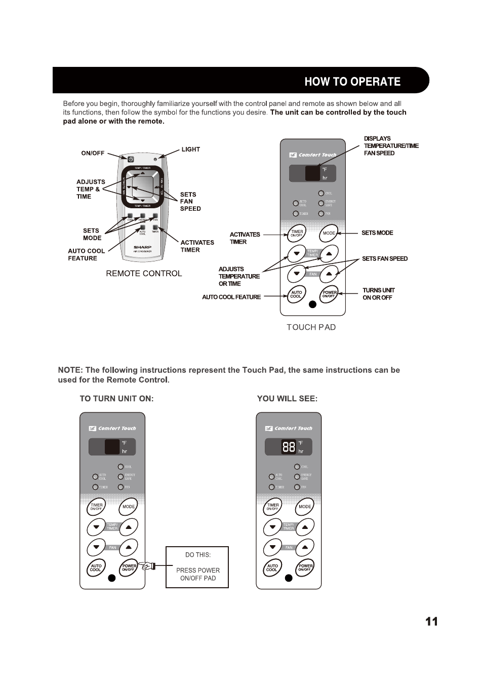 Oh os, Howto operate | Sharp AF-S125NX User Manual | Page 11 / 20