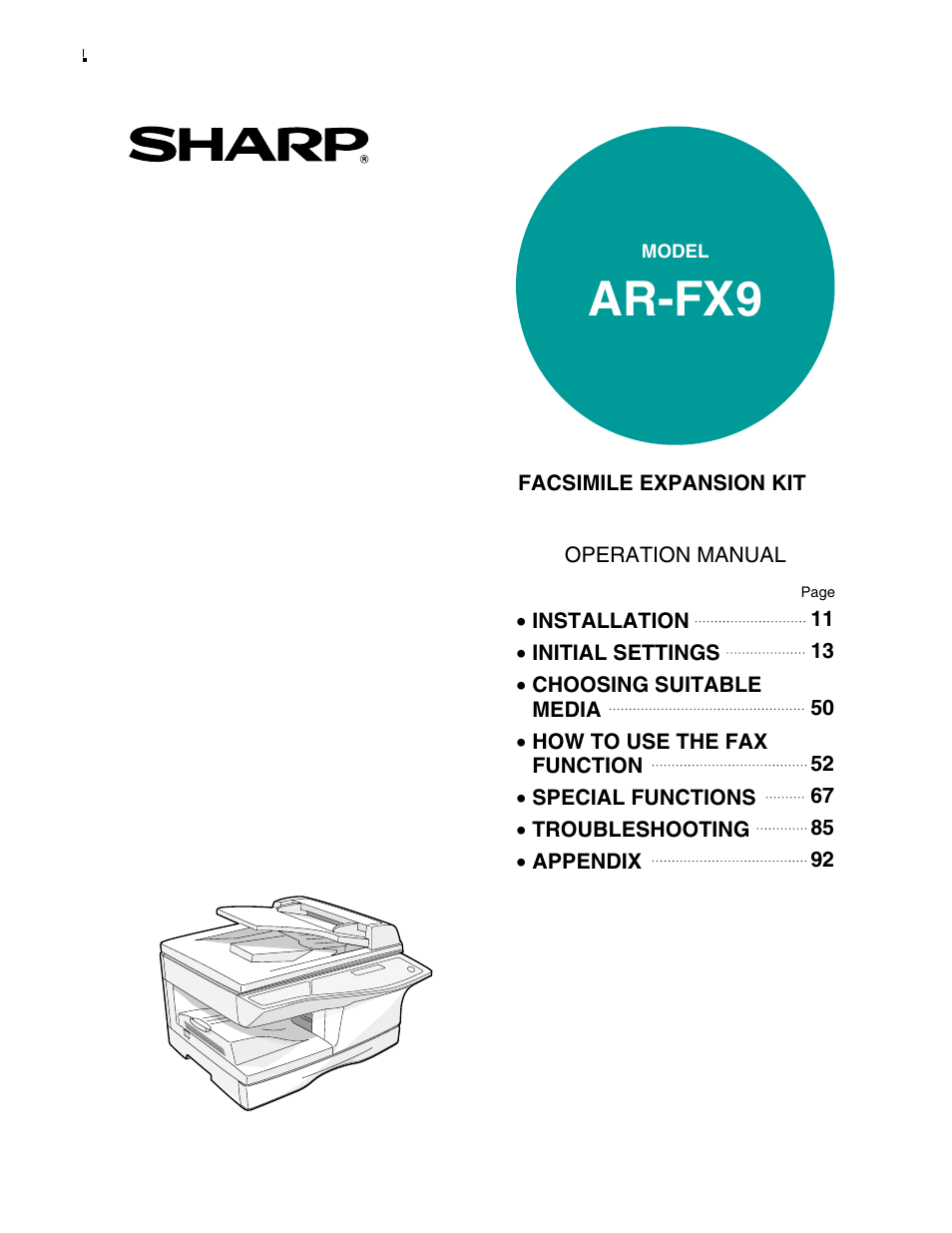 Sharp AR-FX9 User Manual | 104 pages