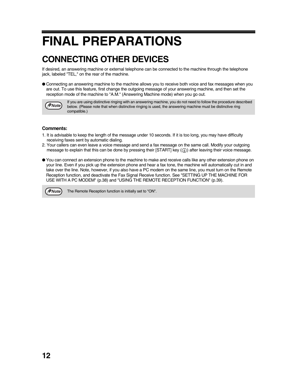 Final preparations, Connecting other devices | Sharp AR-FX9 User Manual | Page 16 / 104