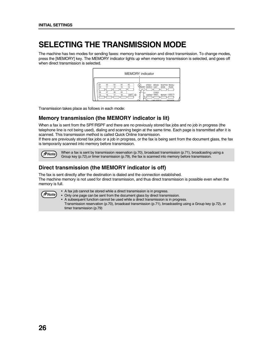 Selecting the transmission mode, Initial settings | Sharp AR-FX9 User Manual | Page 30 / 104