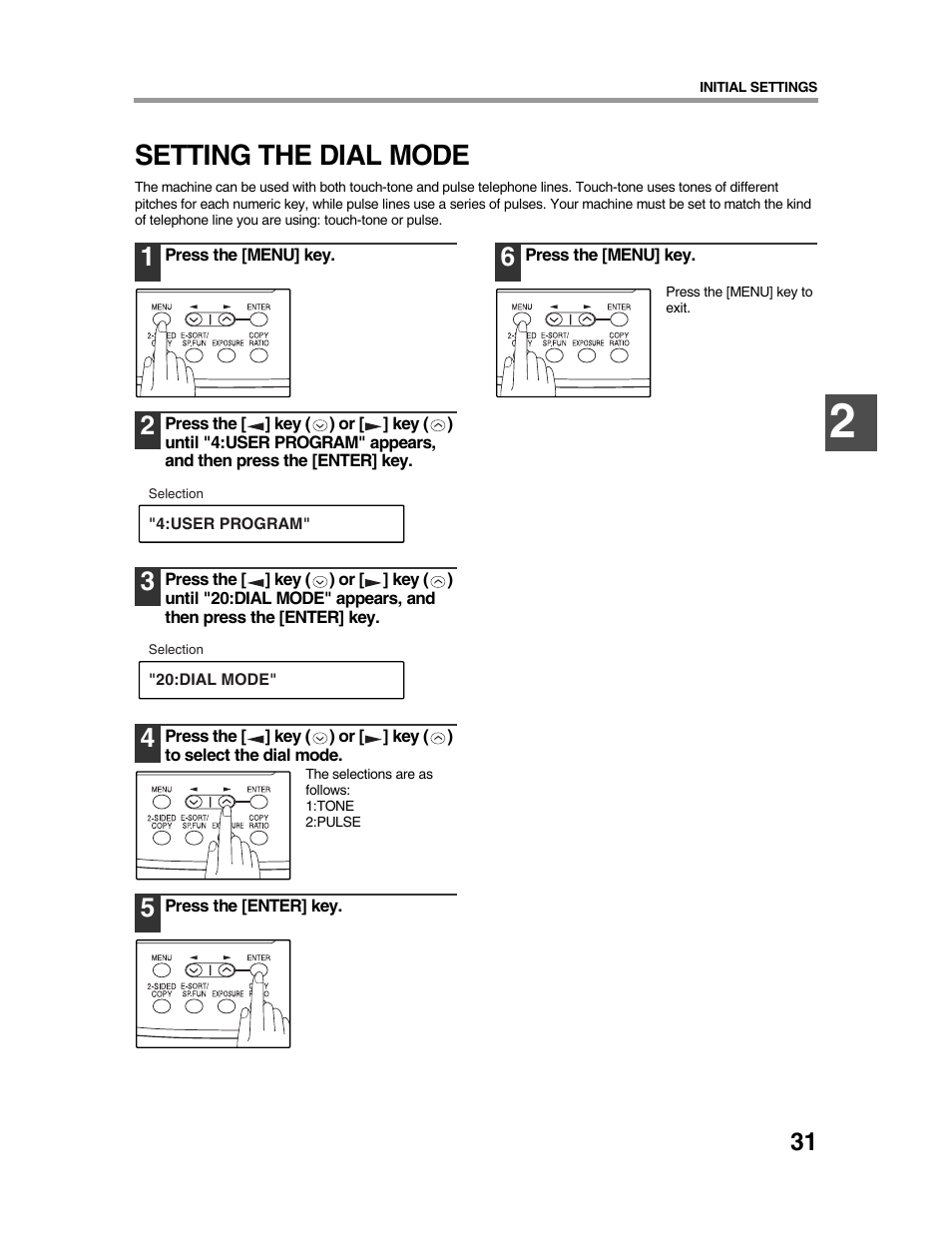 Setting the dial mode | Sharp AR-FX9 User Manual | Page 35 / 104