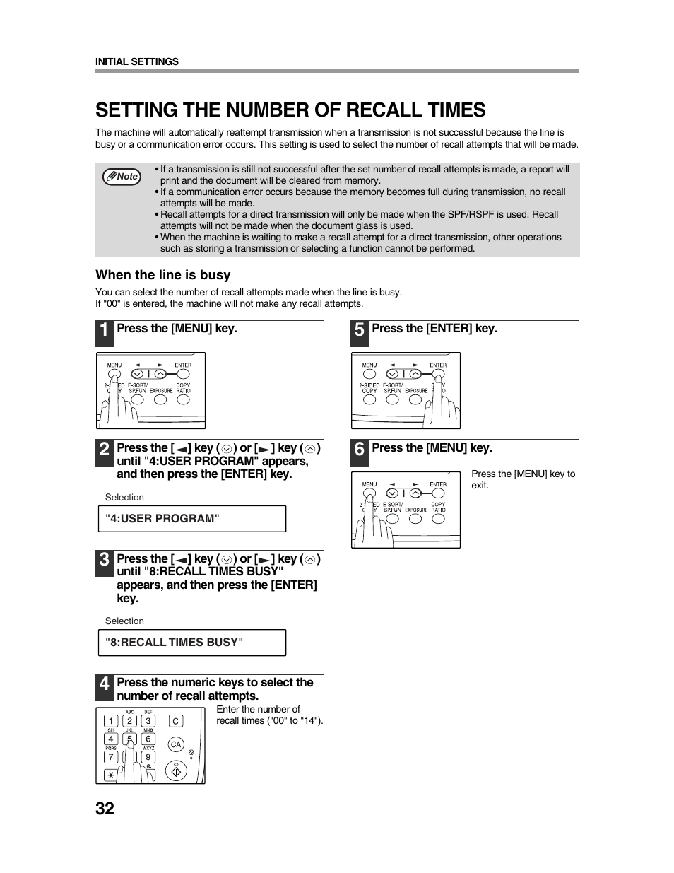 Setting the number of recall times | Sharp AR-FX9 User Manual | Page 36 / 104