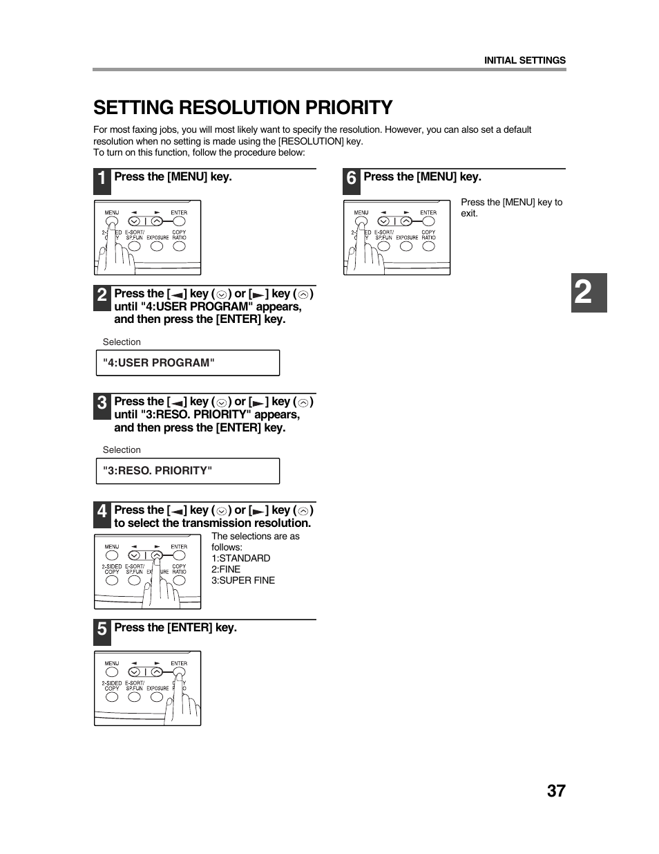 Setting resolution priority | Sharp AR-FX9 User Manual | Page 41 / 104