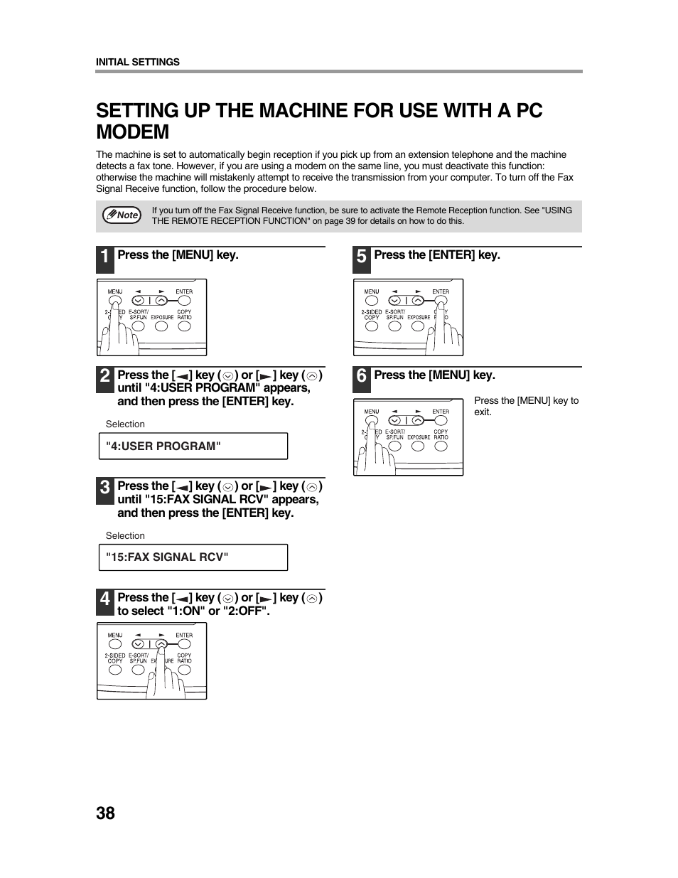 Setting up the machine for use with a pc modem | Sharp AR-FX9 User Manual | Page 42 / 104