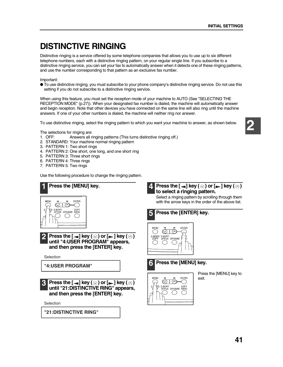 Distinctive ringing | Sharp AR-FX9 User Manual | Page 45 / 104