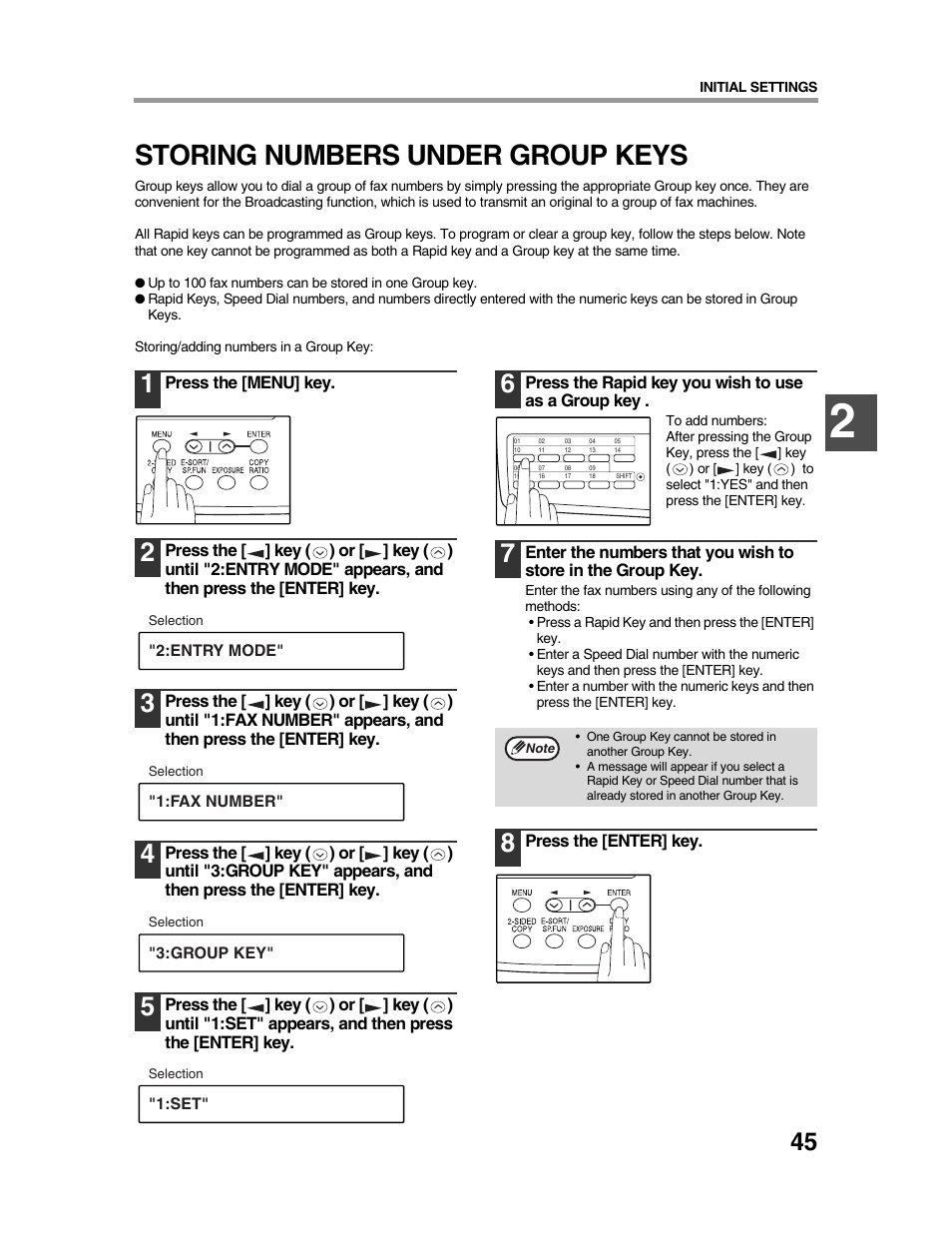 Storing numbers under group keys | Sharp AR-FX9 User Manual | Page 49 / 104