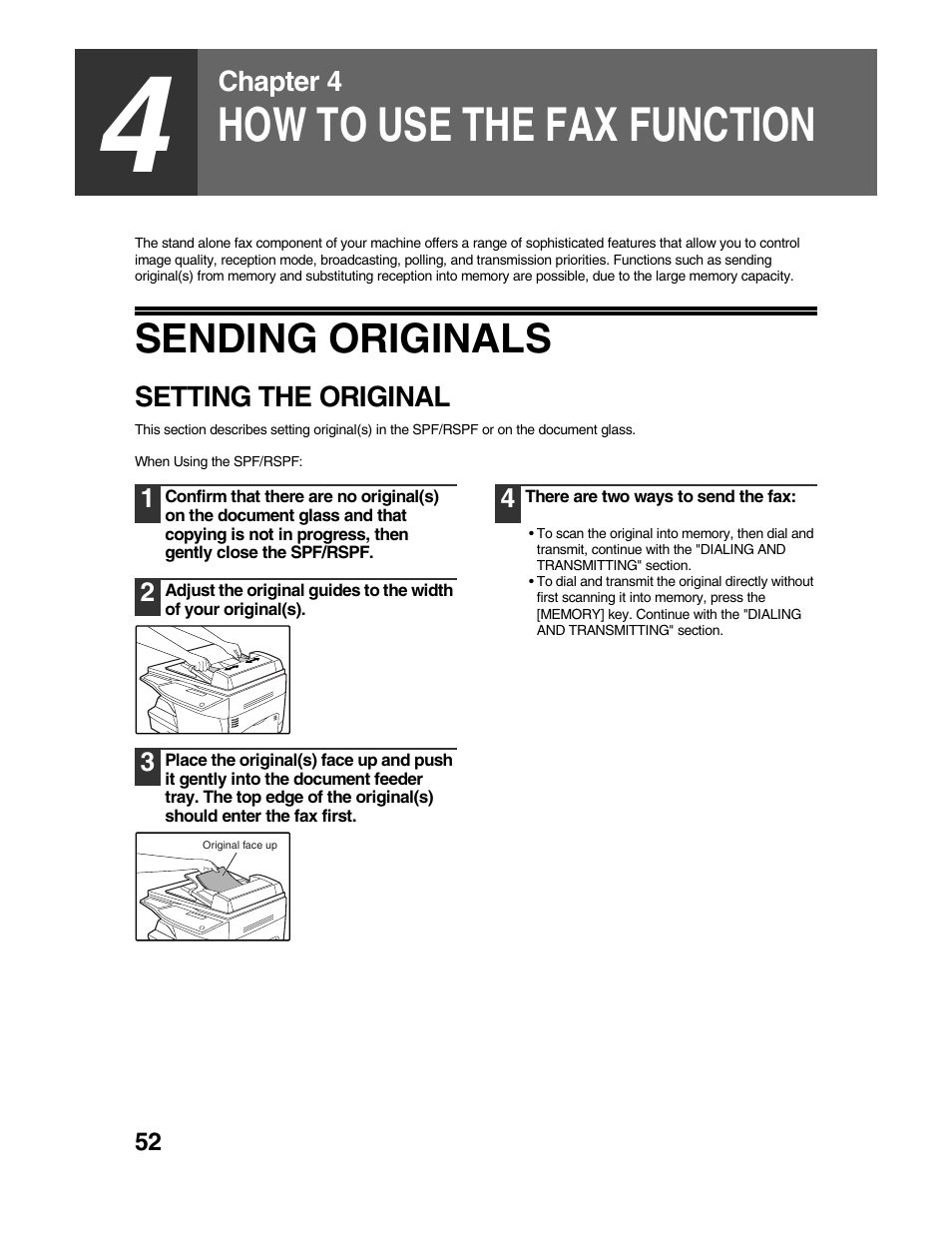 How to use the fax function, Sending originals | Sharp AR-FX9 User Manual | Page 56 / 104