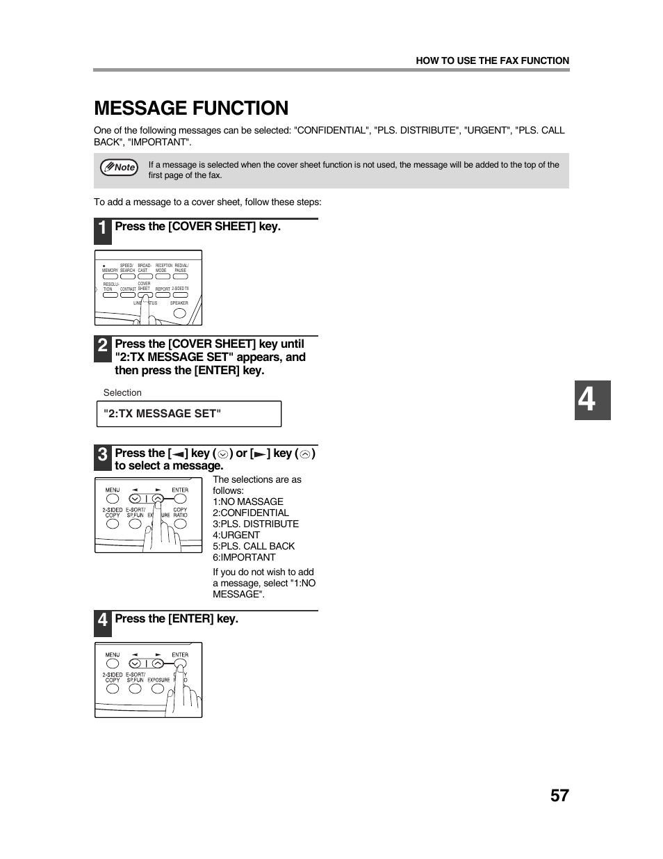 Message function | Sharp AR-FX9 User Manual | Page 61 / 104