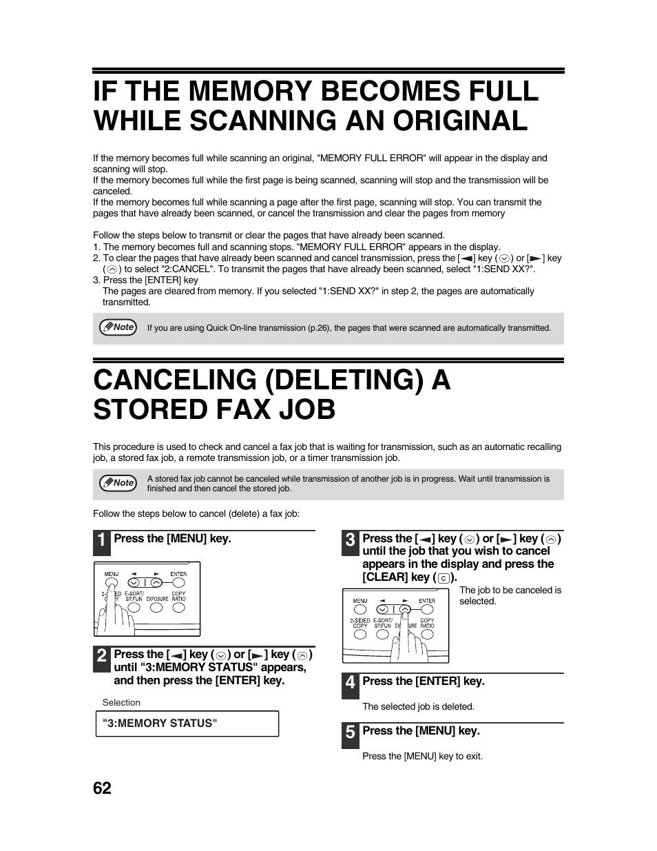 Canceling (deleting) a stored fax job | Sharp AR-FX9 User Manual | Page 66 / 104