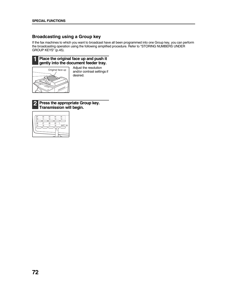 Broadcasting using a group key | Sharp AR-FX9 User Manual | Page 76 / 104