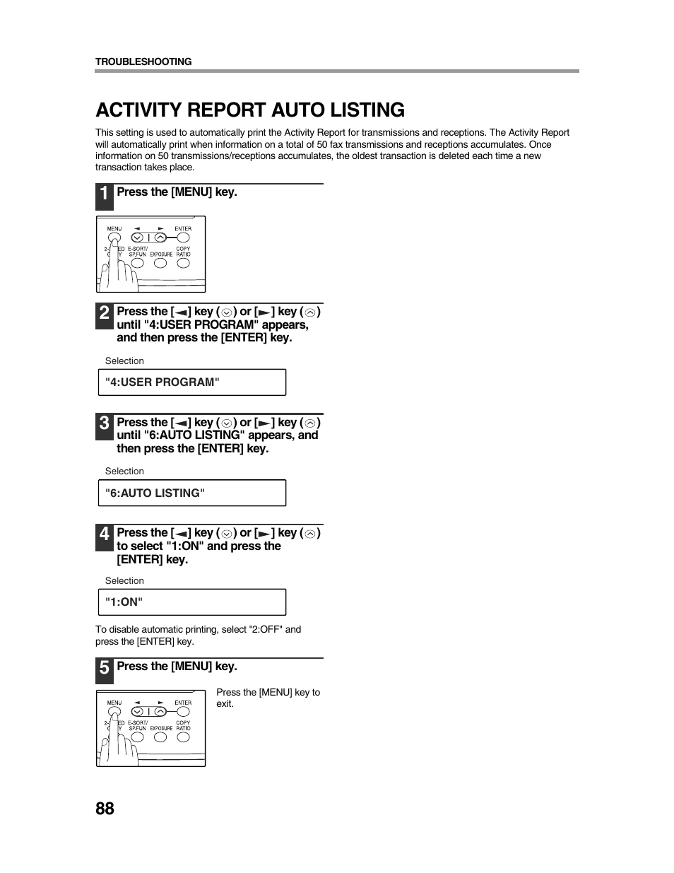 Activity report auto listing | Sharp AR-FX9 User Manual | Page 92 / 104