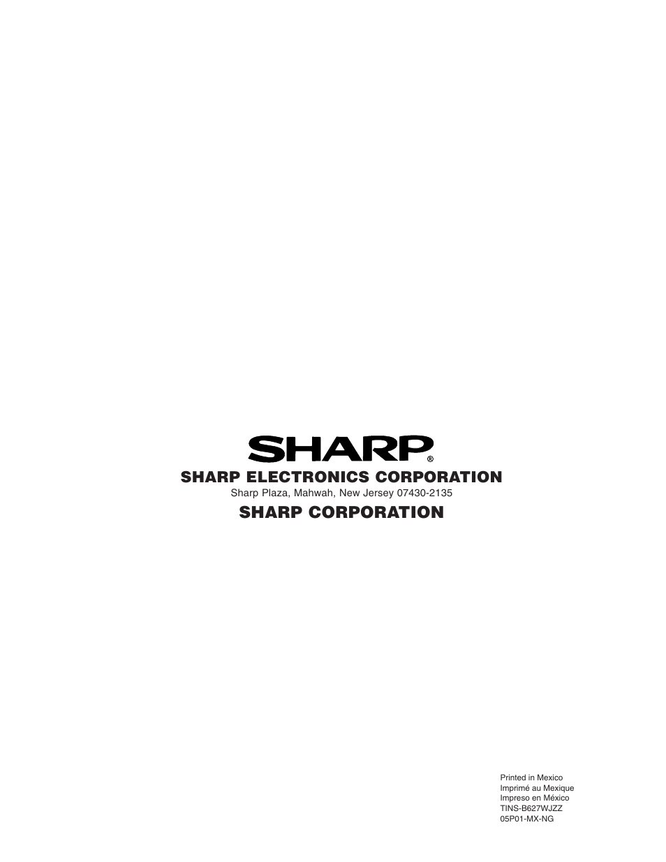 Sharp corporation, Sharp electronics corporation | Sharp Aquos LC 26D5U User Manual | Page 102 / 102
