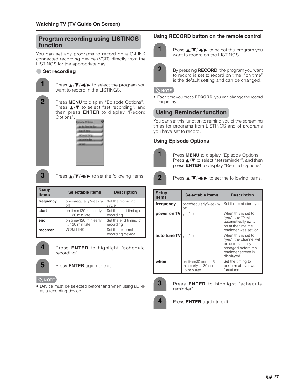 Program recording using listings function, Using reminder function | Sharp Aquos LC 26D5U User Manual | Page 28 / 102