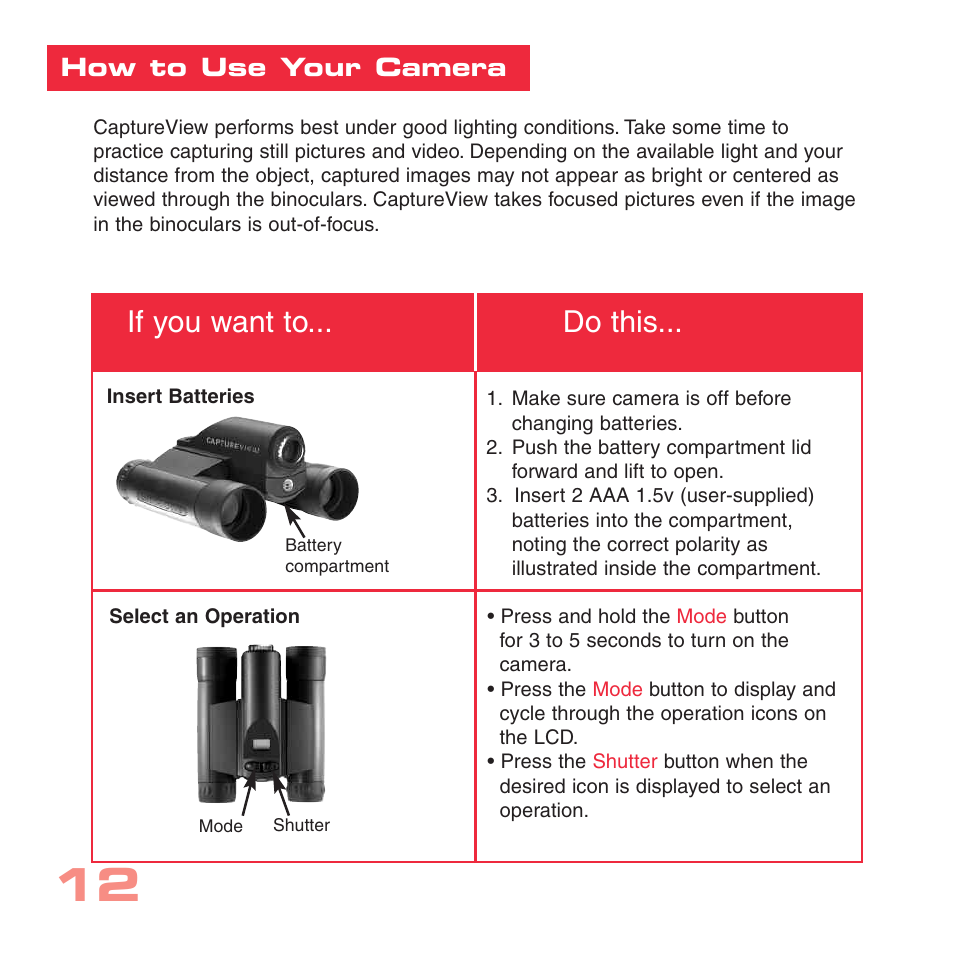 If you want to... do this, How to use your camera | Sharp CV-2 User Manual | Page 12 / 32