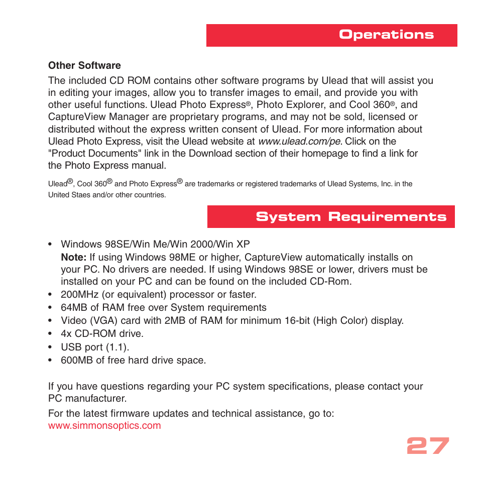 System requirements operations | Sharp CV-2 User Manual | Page 27 / 32