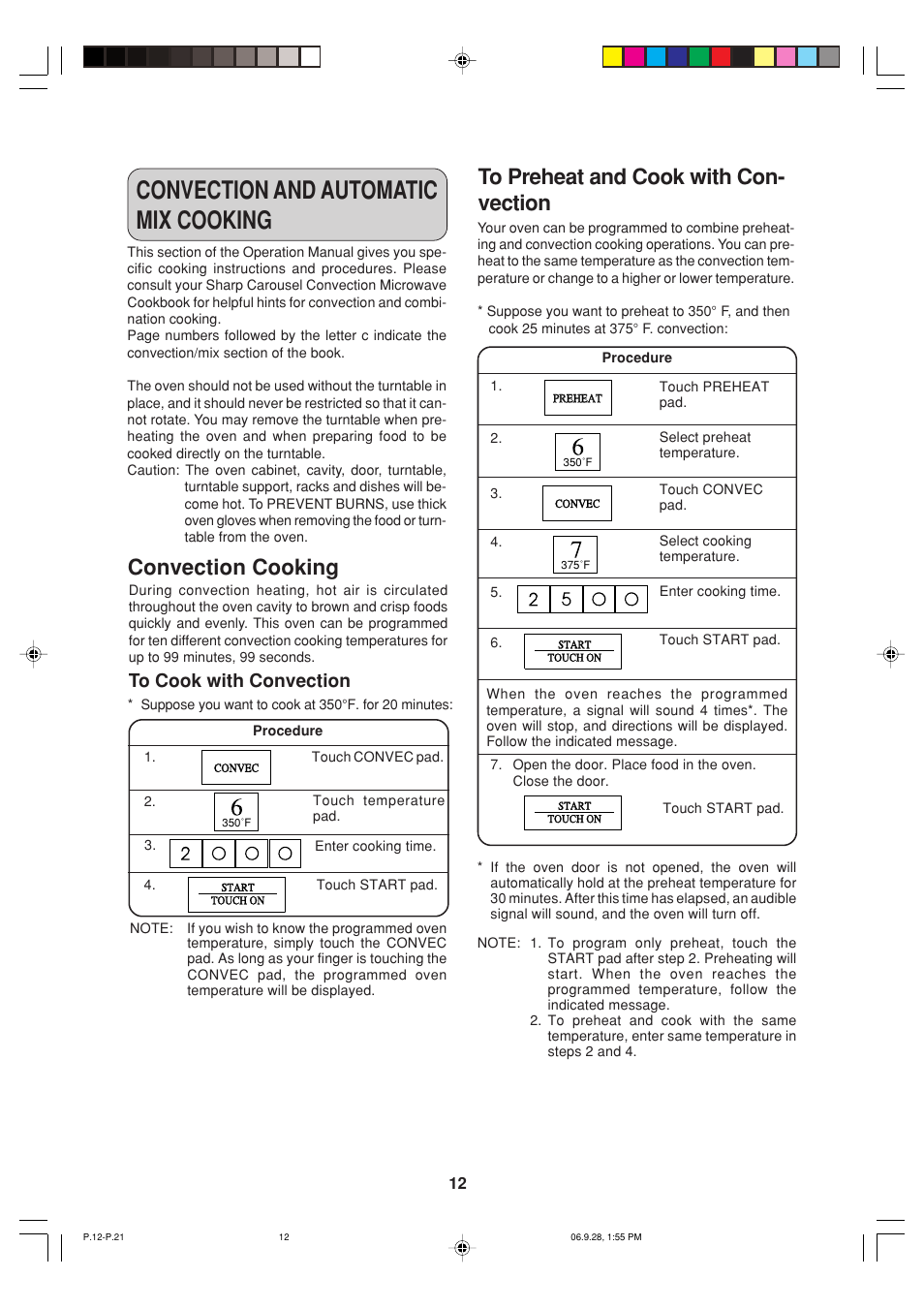 Convection and automatic mix cooking, Convection cooking | Sharp R-930AK User Manual | Page 14 / 32