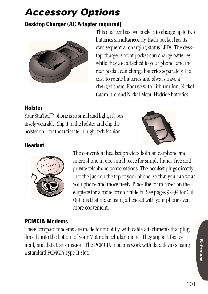 Accessory options | Motorola ST 7760 User Manual | Page 101 / 117