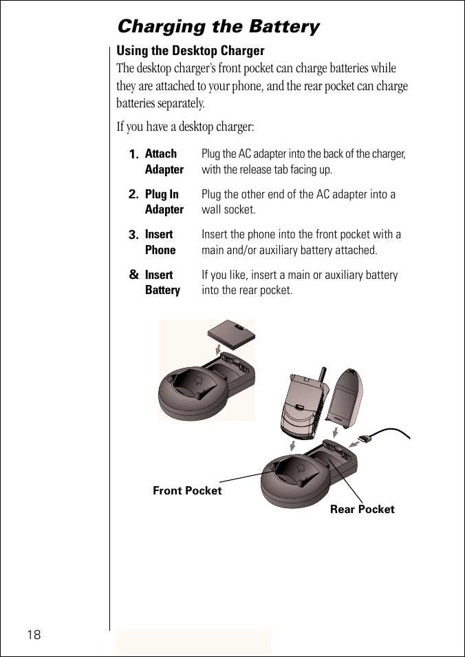 Charging the battery | Motorola ST 7760 User Manual | Page 18 / 117