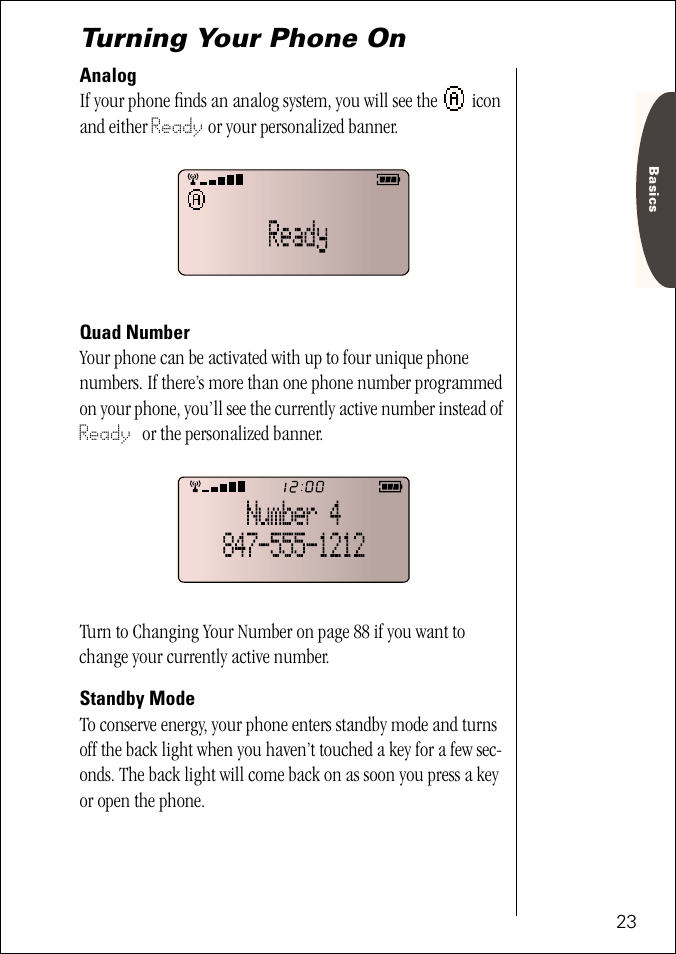 Turning your phone on | Motorola ST 7760 User Manual | Page 23 / 117