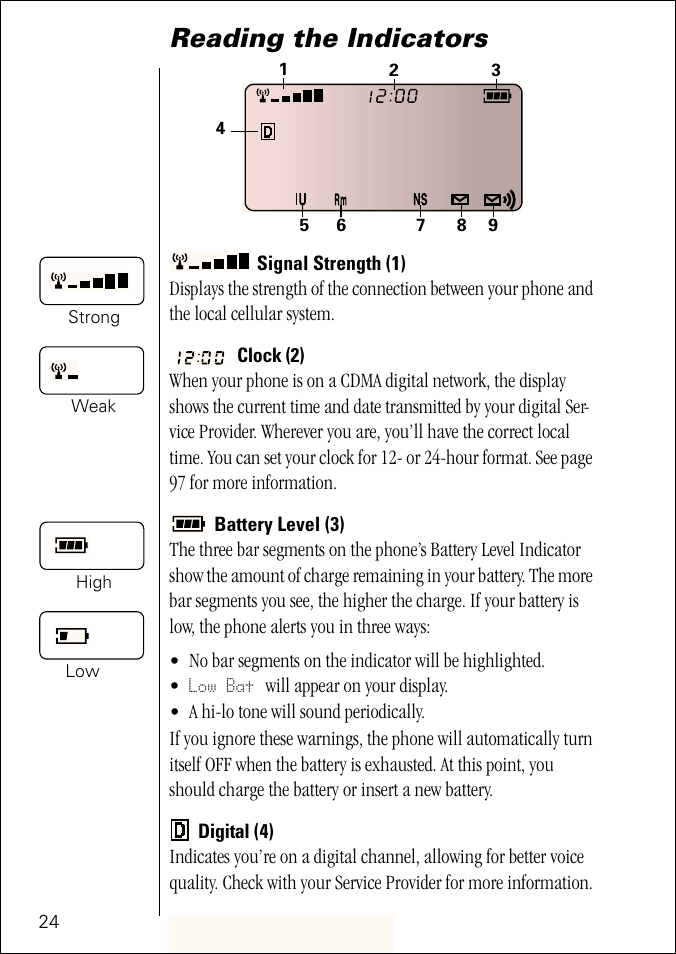 Reading the indicators | Motorola ST 7760 User Manual | Page 24 / 117