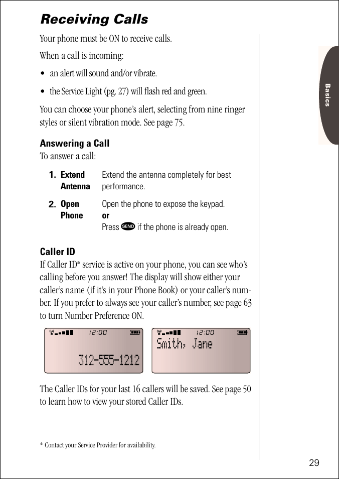 Receiving calls | Motorola ST 7760 User Manual | Page 29 / 117