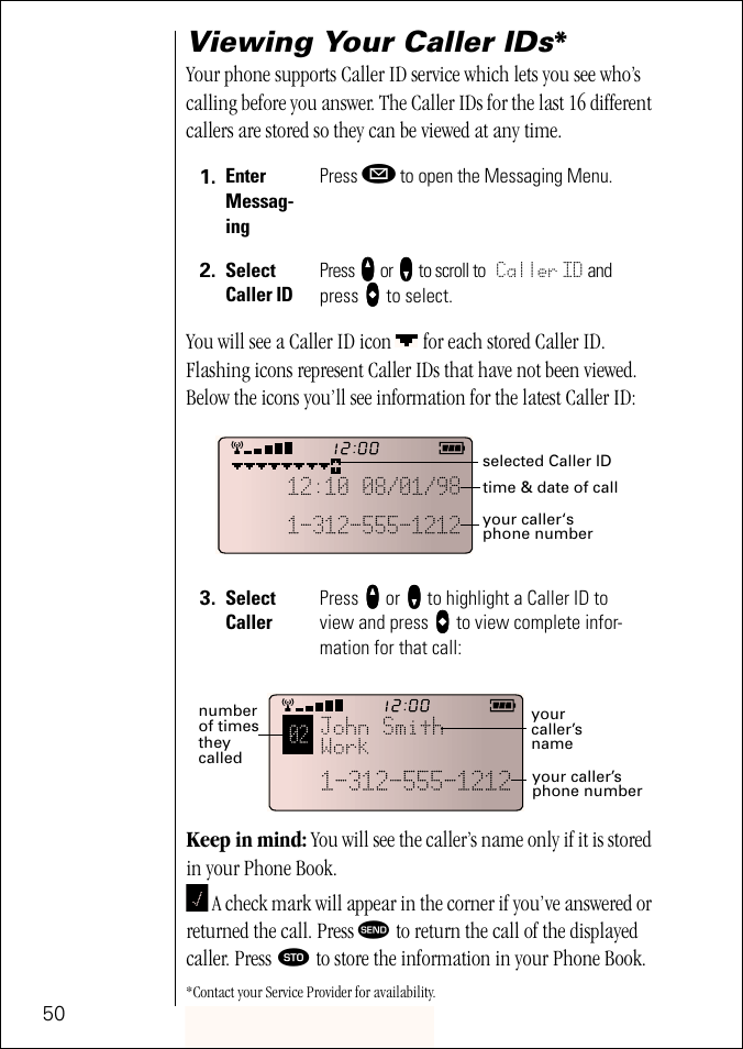 Viewing your caller ids | Motorola ST 7760 User Manual | Page 50 / 117