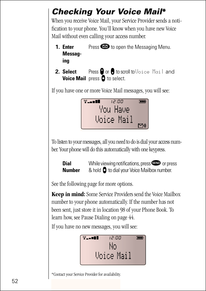 Checking your voice mail | Motorola ST 7760 User Manual | Page 52 / 117