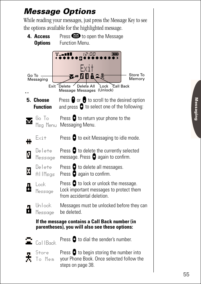 Message options | Motorola ST 7760 User Manual | Page 55 / 117