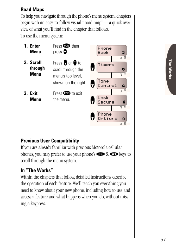 Keys to scroll through the menu system | Motorola ST 7760 User Manual | Page 57 / 117